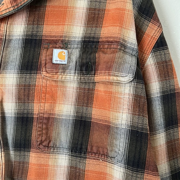 Carhartt Men's Plaid Shirt - Orange and Black - Picture 3 of 4